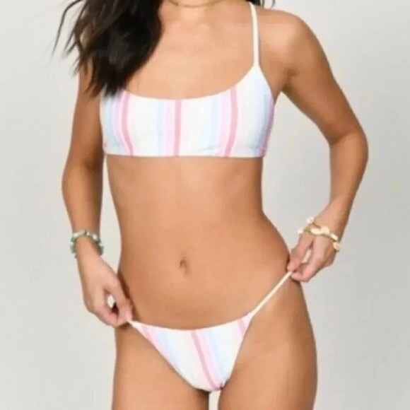 TOBI Darlin Multi Stripe Bikini Set Size M NEW! - Picture 2 of 7